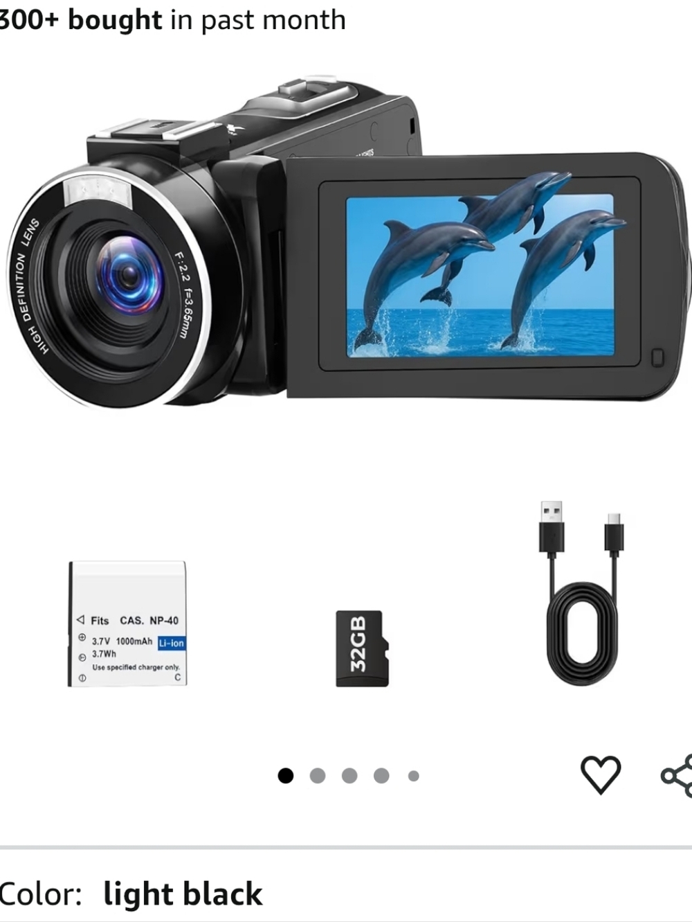 Light Black Digital Video Camera Camcorder with Flip Screen